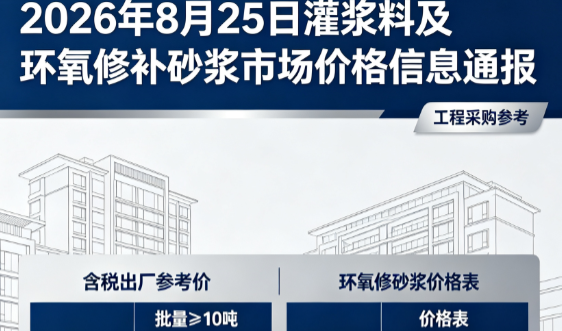 抱由镇2026年8月25日灌浆料及环氧修补砂浆市场价格信息通报